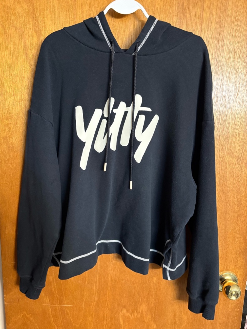 YITTY Black Hoodie with White Script Logo
